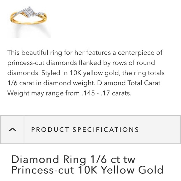 🚫SOLD Diamond Ring 1/6 ct Princess Cut 10K Yellow Gold - Picture 5 of 8